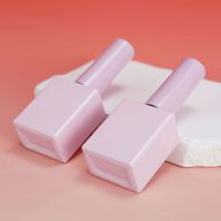 Flacon carré rose vide pour gel à ongles 12 ml, flacon de recharge pour vernis à ongles avec pinceau et bouchon, flacon cosmétique pour ongles en stock