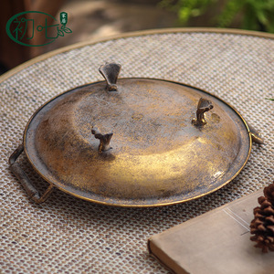 Bandeja Dorada Estilo Americano, Decoración Metálica Antigua, Comedero para Pájaros de Jardín, Plato para Frutas, Accesorio para Estudio Fotográfico - Product Image 4