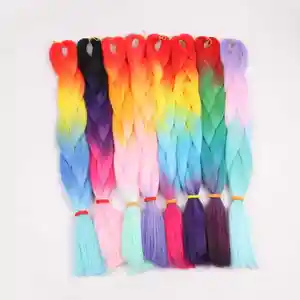 Rainbow 2 3 4 Tone Color Jumbo Braid Synthetic Braiding Hair Shipping By DHL 100packs Ombre Basic Color And Fancy Color