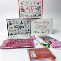 Jeu de Mahjong américain 166 tuiles, tuiles de Mahjong rose pailleté avec étui de rangement en PU, kit complet de Mahjong pour jeu de société