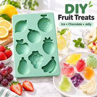 Moule en silicone en forme de fruits pour pudding, bac à glaçons DIY 8 cavités, banane, citron, raisin, fraise, chocolat, gelée