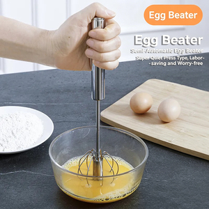 <span class=keywords><strong>Fouet</strong></span> batteur semi-automatique en acier inoxydable, mélangeur rotatif à pression, accessoires de <span class=keywords><strong>cuisine</strong></span> pour la pâtisserie maison et le mélange de crème - Product Image 2