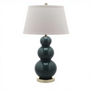 Lámpara de Escritorio de Vidrio Triple Gourd para Sala de Estar con Pantalla Blanca Decorativa para Sala de Estar, Dormitorio, Casa, Mesita de Noche - Product Image 1