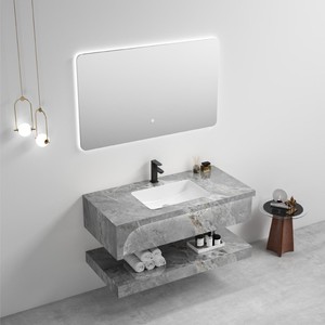 Simple double-layer slate ceramic integrated washbasin bathroom <b>cabinet</b> combination washbasin hotel bathroom washbasin - Product Image 2