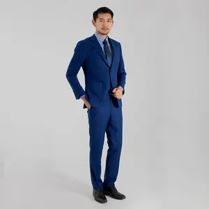 Men's Royal Blue Luxury Suit Blazer Plus Size Tuxedo For Summer Weddings Featuring Flat Front Style Coat Pant