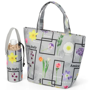 Bolsa térmica portátil con diseño de flores rectangulares, material de fibra de poliéster, bolsa de refrigeración. - Product Image 2