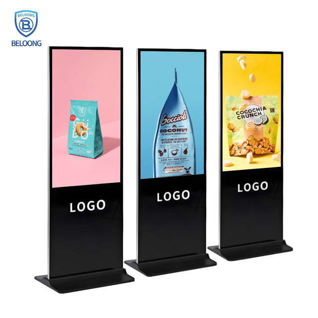 Floor Standing LCD Digital Signage Advertising Screen 4K 55Inch Android/Windows OS Built-in Wi-Fi Speaker Lightweight Design