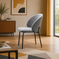 Chaise de salle à manger MULIGNA pour restaurant intérieur, style nordique, hôtel moderne, luxe, métal, cuir blanc, chaise rembourrée pour table à manger