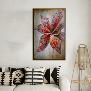 Watercolor Lily Flower Printed <b>Canvas</b>, Elegant Floral Wall Art Print,GOLD <b>FRAMED</b> <b>CANVAS</b> - Product Image 3
