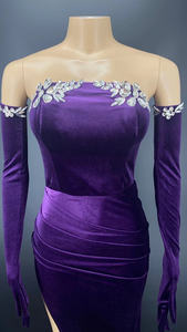 NOVANCE Y2279 abiti primaverili per le donne 2022 senza spalline di cristallo viola abito formale sirena abito da sera da ballo - Product Image 2