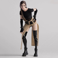 Vêtements pour figurine féminine à l'échelle 1/6, robe d'été en bambou style Spicy Girl, jupe en maille à taille basse, ensemble d'habits à articulations mobiles
