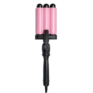 3 Barrel 360 Rotating Curling Professional Multifunctional wave automatic innovative portable Pink Automatic hair curler