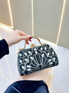 Bolsos de mano con pedrerí<span class=keywords><strong>a</strong></span> 2026 para mujer, bolsos de hombro con cadena, bolsos de cristal brillantes, bolsos de mano con asa dorada, bolsos bandolera con cuentas - Product Image 1