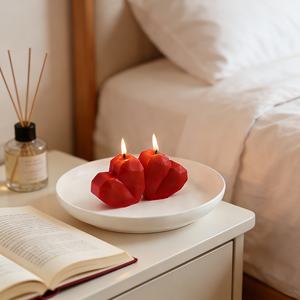 Décoration d'intérieur Cadeau romantique Fait à la main Bougie parfumée en cire de soja en forme de cœur rouge Écologique Ambiance parfumée Vacances Anniversaires - Product Image 6