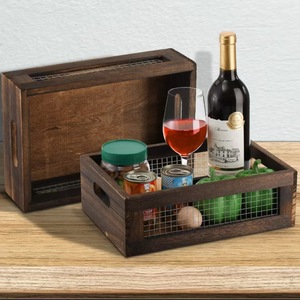 Cesta de almacenamiento de madera rectangular de madera maciza con asa, gran capacidad para cocina, baño, organización de alimentos, organizador de escritorio - Product Image 1
