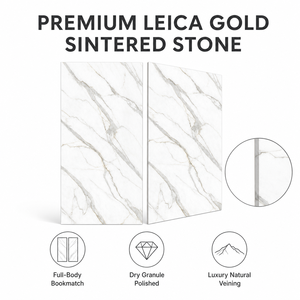 Lastra in Pietra Sinterizzata Calacatta Dorata Lucida 1600x3200x12mm, Lastra in Porcellana con Giunzioni a Libro <span class=keywords><strong>per</strong></span> Top Cucina e Rivestimento Pareti - Product Image 1