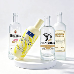 Botella de Vidrio de Lujo con Fondo Grueso Super Flint de 500ml 375ml para Licores, Ginebra, Ron, Aceite de Oliva y Whisky, con Tapón y Vertedor - Product Image 2