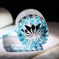 Nouvelle Série de Verres Tumbler en Verre Ambré Soufflé à la Bouche, Coloré, avec Motif Diamant Taillé à la Main, pour Whisky, Vin, Eau, pour Mariage/Fête, 310ml