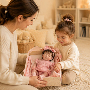 BAkwbwBY Muñeca <span class=keywords><strong>Reborn</strong></span> Bebé Estilo Francés 18 Pulgadas Cabeza Extremidades PVC Vinilo Cuerpo Tela Algodón <span class=keywords><strong>Mohair</strong></span> Marrón OEM ODM - Product Image 6