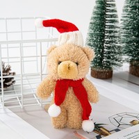 Porte-clés en peluche ours de Noël, mini ours de Noël avec chapeau et écharpe, pendentif rembourré, décoration de sac, cadeau