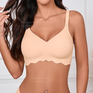 Sujetador sin costuras para mujer, con tiras de gel, soporte profundo en V, efecto <span class=keywords><strong>push</strong></span>-<span class=keywords><strong>up</strong></span>, suave, invisible, color nude, cómodo - Product Image 3