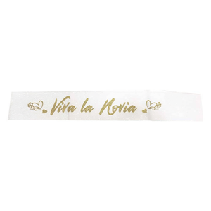 Banda de novia blanca con letras doradas, decoración elegante para fiesta de boda, bolsa de 12 piezas - Product Image 2