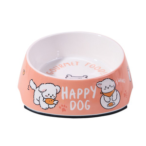 Five Harmony Pet Bowl Large Capacity Non Slip Chew Resistant Dog Cat Food Bowl Happy Dog Design - Product Image 2