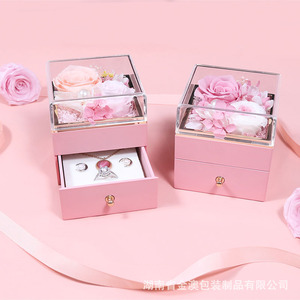 Set Regalo di Fiori Preservati con Collana, Rosa Naturale Conservata in Scatola di Gioielli, Nuove Tendenze - Product Image 3