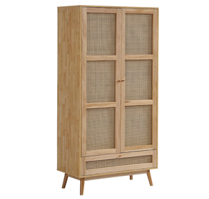 Armadio in Rattan a due porte con 1 vano portaoggetti, adatto per camere da letto o camere per bambini. - Product Image 3