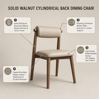 Chaise de salle à manger moderne en bois massif de chêne avec dossier en cuir de restaurant à revêtement souple pour la maison, l'appartement ou le mobilier d'hôtel