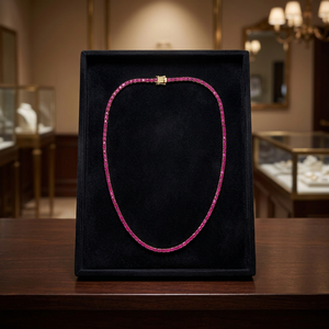 Collier tennis en rubis naturel ovale 6x4 mm, 16 pouces, 22 grammes, plaqué or, argent sterling 925, bijoux élégants et luxueux, cadeau - Product Image 6