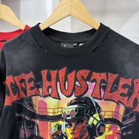 T-shirts pour hommes LH Life Hustlers de haute qualité, design trou noir effet délavé et perforé, style Hip Hop Vintage Streetwear, vente en gros