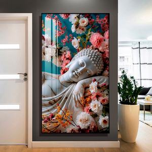 Vente en gros d'usine : Peintures murales en porcelaine LED avec statue de Bouddha exquise de haute qualité, idéales pour la décoration de bureaux et de maisons - Product Image 3