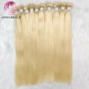 Mechones <span class=keywords><strong>de</strong></span> pelo rubio 613 crudo barato AngelBella mechones rectos crudos indios mechones <span class=keywords><strong>de</strong></span> cabello <span class=keywords><strong>virgen</strong></span> <span class=keywords><strong>de</strong></span> 26 pulgadas sin procesar - Product Image 4
