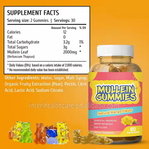 Gummies à la molène Détoxification pulmonaire 2000mg Extrait de feuilles de molène Soutien respiratoire digestif immunitaire Gummies à la molène biologiques - Product Image 2