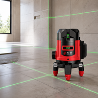 Niveau laser croisé portable vert vif à 5 lignes, corps anti-chute, batterie au lithium rechargeable pour la pose de carreaux muraux et au sol