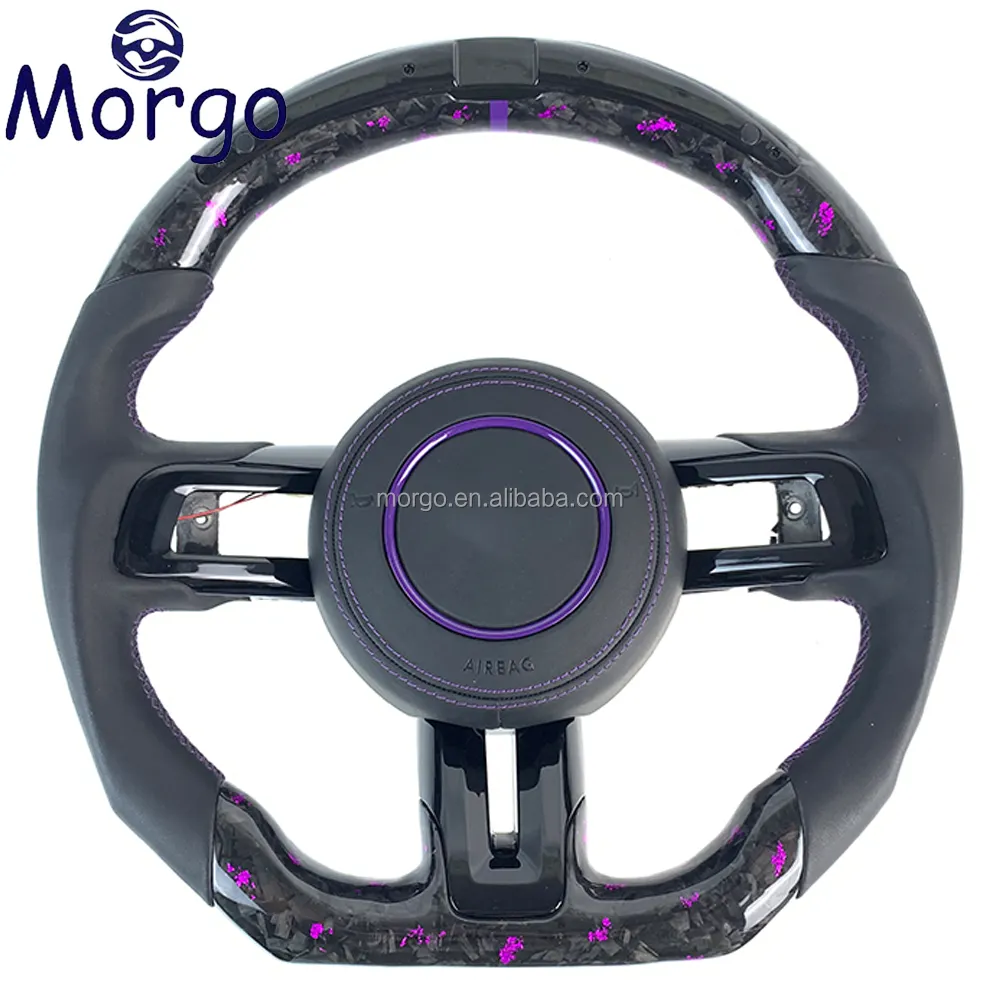 LED Forged Carbon Fiber Steering Wheel For 2015 2016 2017 2018-2022 Mustang GT500 GT350 Steering Wheel Customized