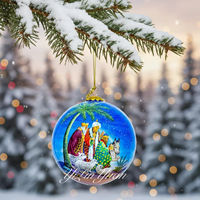 Boule de Noël en verre peinte à la main, boule de décoration de Noël peinte à la main avec un arbre de Noël peint à l'intérieur