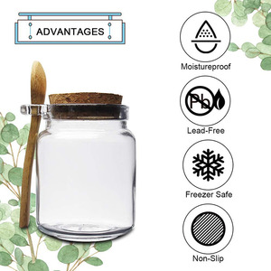 Petits bocaux de rangement en verre de 10oz avec couvercles en liège et cuillères pour garde-manger, salle de bain, épices, Mousse de <span class=keywords><strong>miel</strong></span>, bonbons, fabrication de bougies - Product Image 3