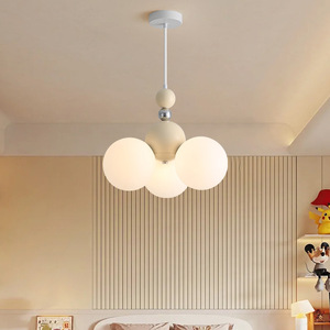 Cream Pendant <b>Light</b> Led Round Touch Control Single Head <b>Chandelier</b> For Home Modern Minimalist Style - Product Image 2