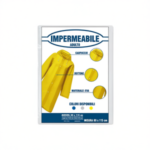 Impermeabile Adulto Giallo Con Cappuccio E Bottone Misura 80x115 Cm <b>EVA</b> - Product Image 3