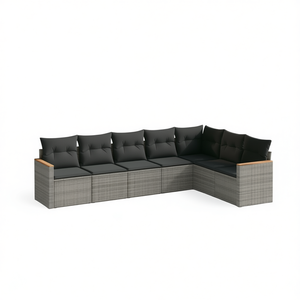 Ensemble de canapés de jardin modulaires en rotin gris, mobilier d'extérieur au design contemporain, coussins en mousse haute densité - Product Image 1