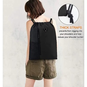 Women Men <b>Waterproof</b> Polyester Custom Logo Printed Size Large Mesh Sports Gym Pocket Makeup Backpacks <b>Drawstring</b> <b>Bag</b> With Zipper - Product Image 5