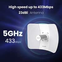Punto de Acceso Exterior O8, 433 Mbps, 5 GHz, Puente Inalámbrico de Largo Alcance, Transmisión de 23 dBi, CPE Exterior Impermeable IP65, Hardware
