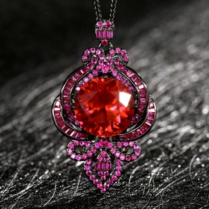 High Quality Eco-friendly Copper Cubic Zirconia Black Gold Plated Pendant Jewelry Woman Personalize Necklace for Daily Wear - Product Image 3