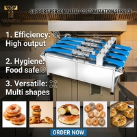 Ligne de production de bagels commerciaux pour boulangerie, usine, cuisine centrale, machine automatique de formage de bagels, sortie 4 voies
