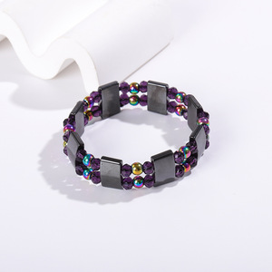 Nouvelle tendance Non magnétisme hématite <span class=keywords><strong>Bracelet</strong></span> pour hommes femmes Stretch en forme de perle pierre <span class=keywords><strong>Bracelet</strong></span> unisexe bijoux cadeau - Product Image 2
