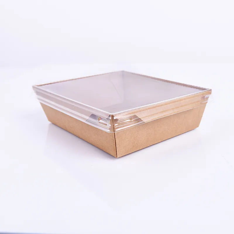 Recyclé Rectangle boîte étanche jetable déjeuner aliments chauds à emporter conteneur brun kraft papier bol avec couvercle