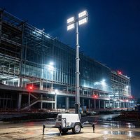 Geräuscharmer Mobiler Lichtmast LED 4x400W Lithium-Batterie für Wohn- und Stadtbau