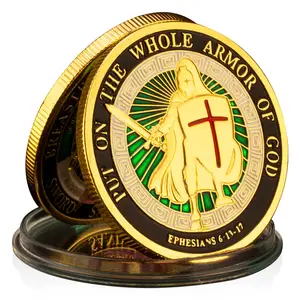 穿上上帝纪念挑战硬币收藏礼品镀金硬币收藏品美国硬币